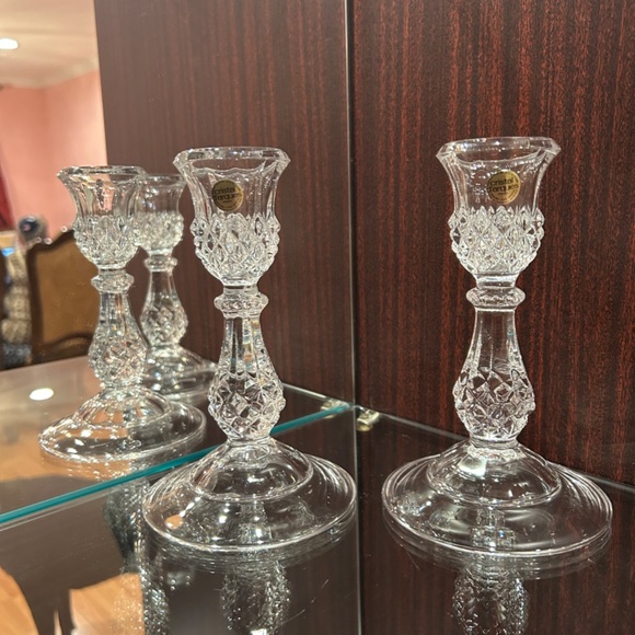 Gorgeous Pair Cristal D'Arques Longchamp Crystal Candle Holders Made in France - Picture 4 of 8
